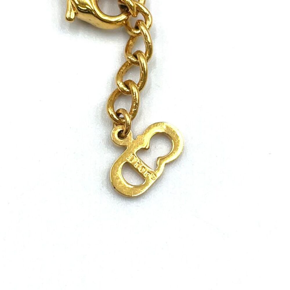 Christian Dior Rhinestone Logo Necklace Gold - Picture 3 of 8